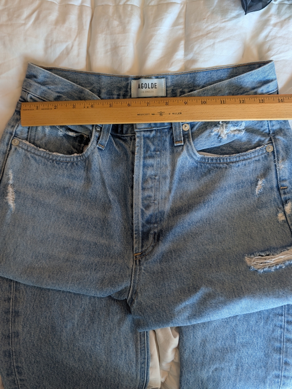 Agolde 90's Mid Rise Distressed Jean Size 26 In Fall Out/Light Wash - Picture 8 of 14